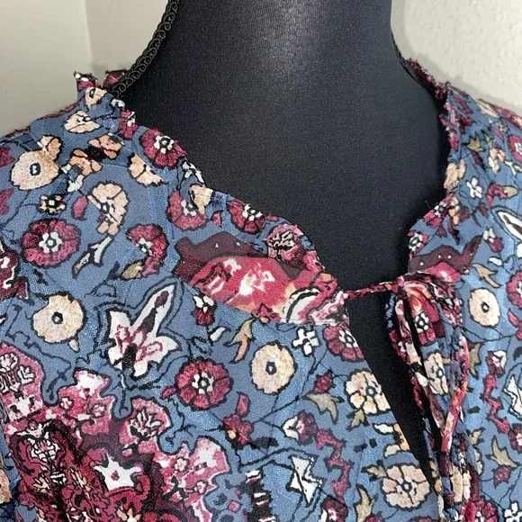 White House Black Market Shift Dress Women's M Multi Color V Neck Flared Sleeve - Picture 5 of 13